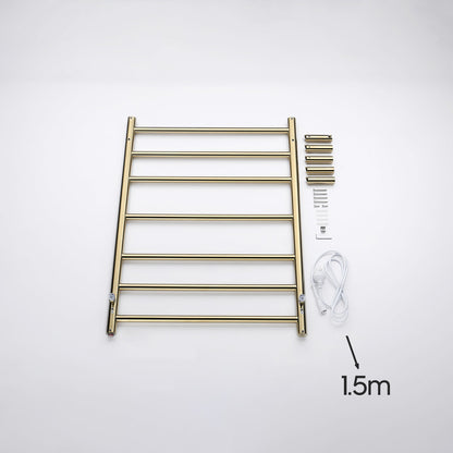 Decaura Wall Mounted Heated Towel Rail Brushed Gold 7 Bars 304 Stainless Steel