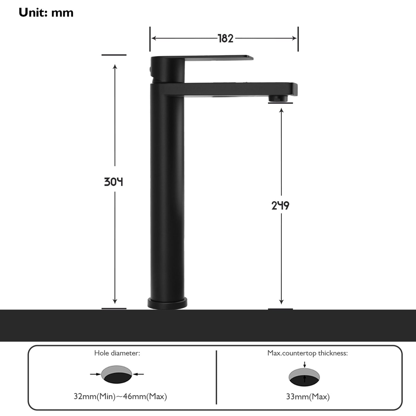 Decaura Bath Basin Mixer Tap Vanity Faucet Single Handle Tapware with Pop Waste