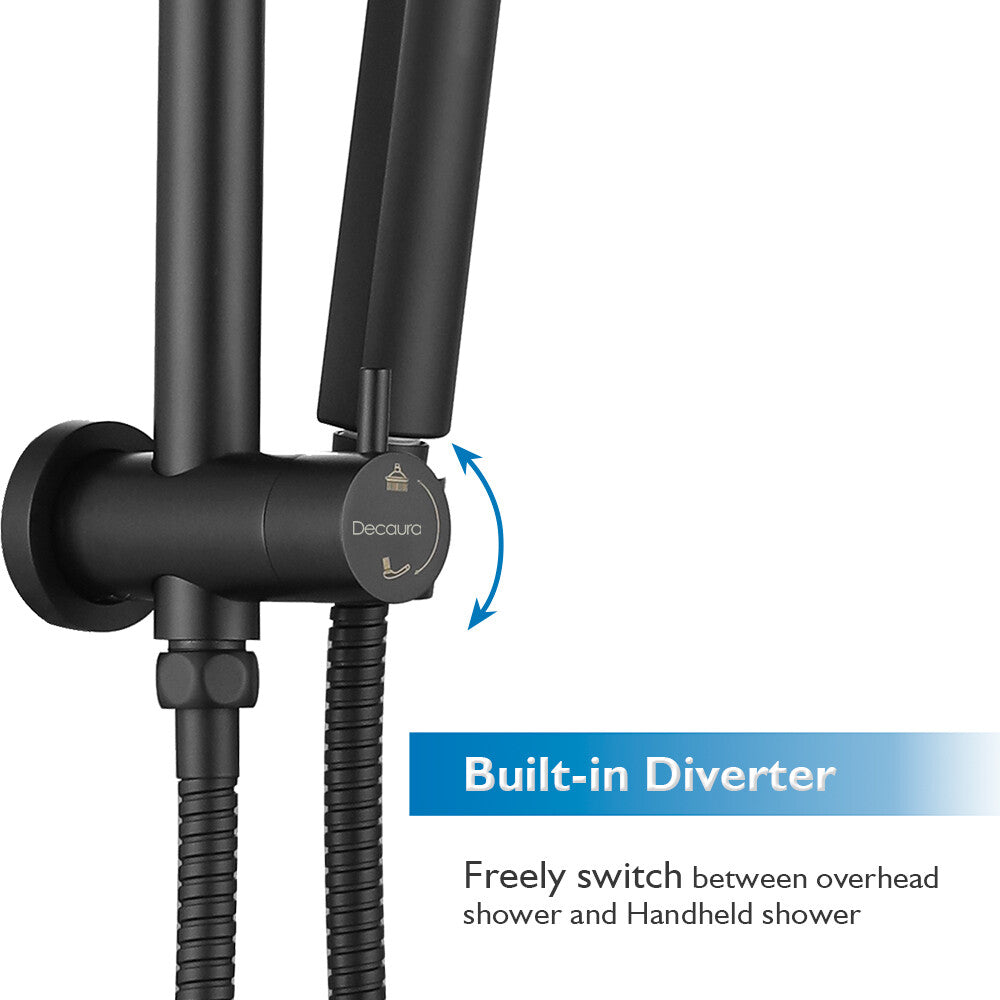 Decaura 9" or 10" Shower Head Set Gooseneck Chrome Black Golden Wall Shower Taps