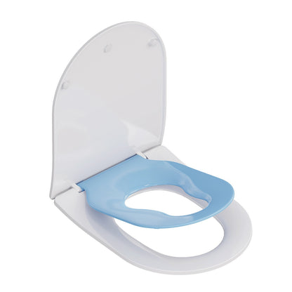 AQUATIZ Blue D-Shaped Family Toilet Seat with Built-in Potty Training Seat