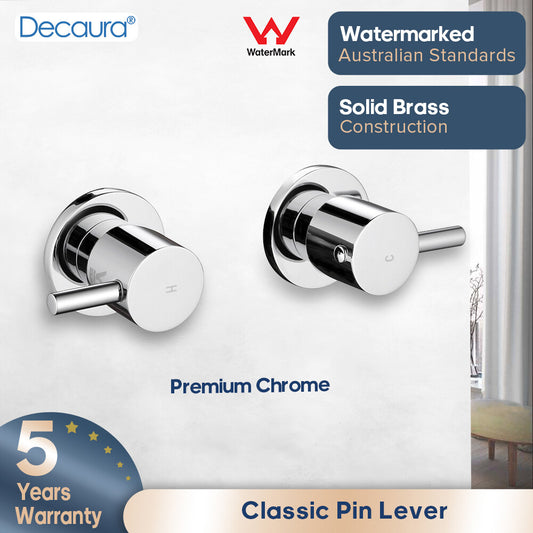 Decaura Shower Taps Chrome Bathroom Wall Mounted 1/4 Turn Twin Taps WELS