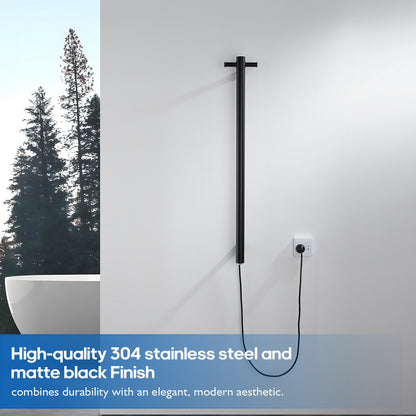 Decaura Wall Mounted Heated Towel Rail Rack Vertical 1 Bar 304 Stainless Steel