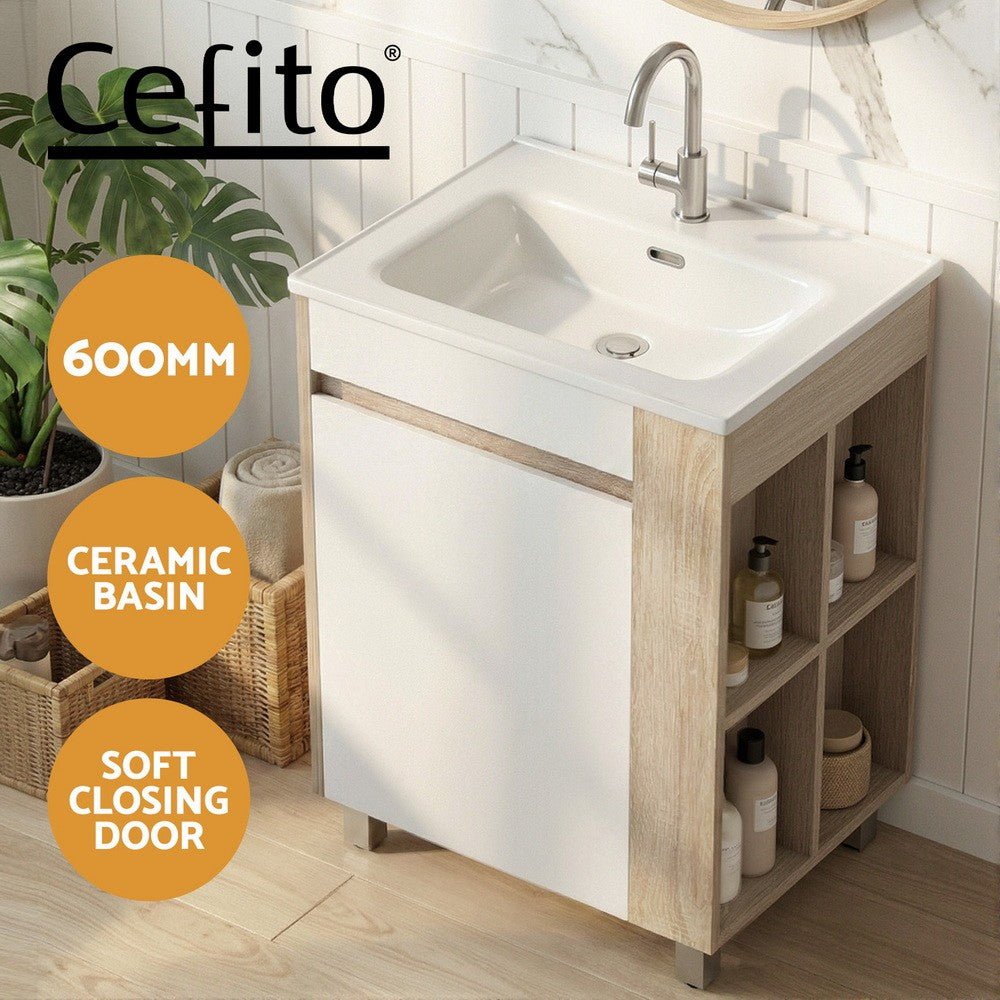 Cefito Vanity Unit 835mm Basin Bathroom Cabinet Side Storage Free Standing Sink