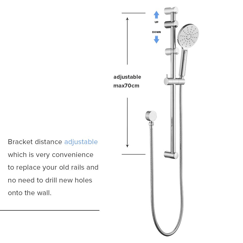 Decaura Hand Held Shower Head On Sliding Rail Set Shower Mixer Tap Wall Tapware