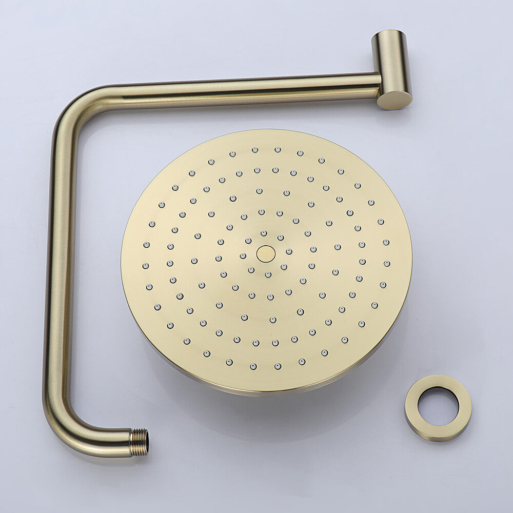 Decaura Chrome/Black/Golden 9" Rain Shower Head Set Gooseneck Arm Shower Taps