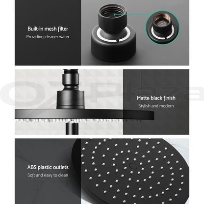 Cefito 9'' Rain Shower Head Set Round Handheld High Pressure Wall Black